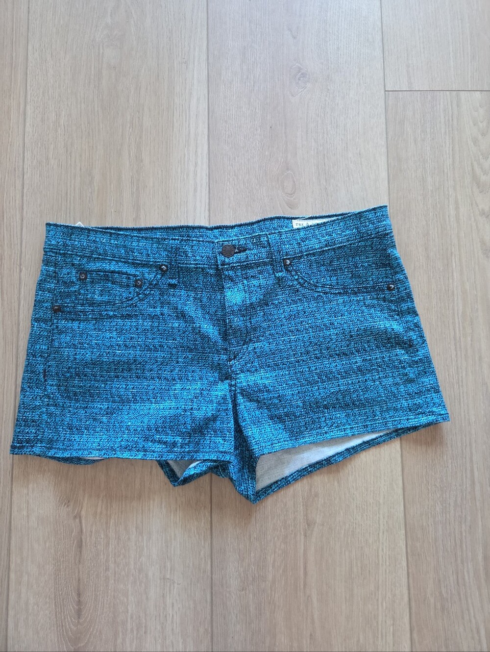 Rag & Bone Shorts 32 Geometric Blue Green Teal